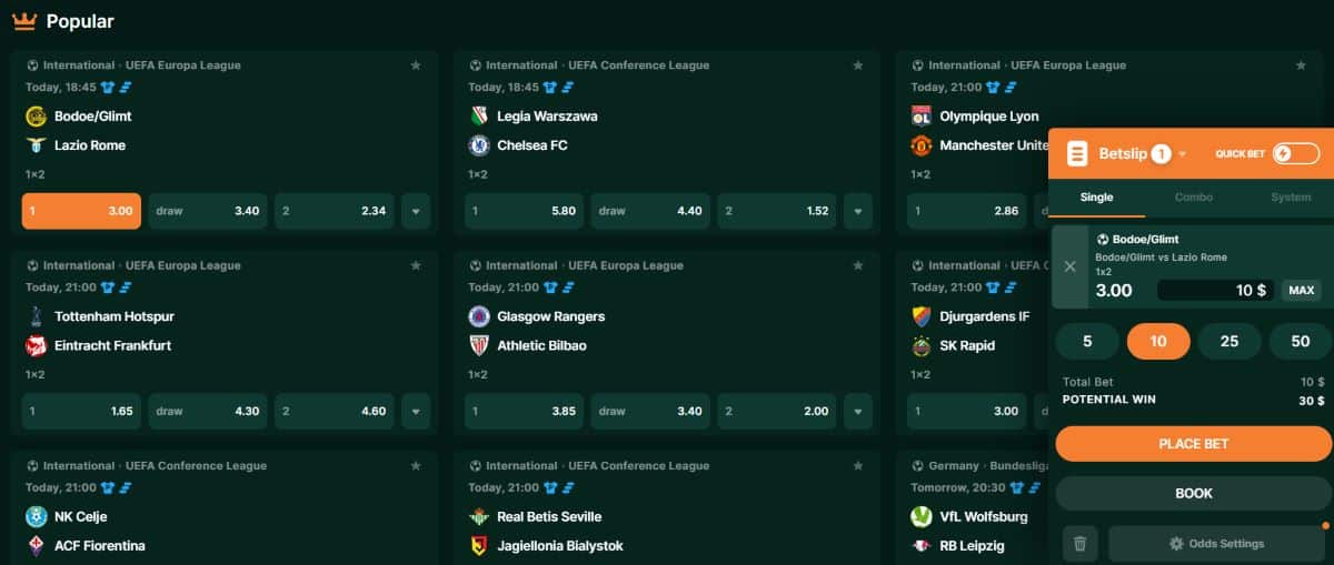 TGcasino Bitcoin Sportwette platzieren